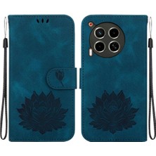 Manyi Mall Tecno Camon 30 4g/5g Manyetik Kickstand Kabartma Lotus Için Flip Case (Yurt Dışından)