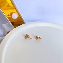 Kilig Jewelry Kadın Vip Çelik Gold Eriyen Kalp Taş Detay Küpe