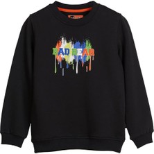 Bad Bear Hued Sİyah Çocuk Baskılı Sweatshirt