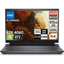 Dell G15 5530 I9-13900HX 64-Gbddr5 512 GB SSD Rtx 4060 15.6" Fhd Freedos Taşınabilir Bilgisayar G155530017U BT47