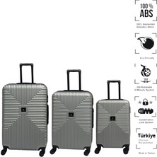 Anhelo Bowtie Abs Küçük (Kabin), Orta ve Büyük Boy 3'lü Valiz Seti