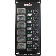 6 Anahtarlı Switch Panel Kontrol Paneli Dikey İzolesiz 12/24V