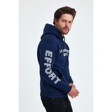 Tarz Cool Erkek Yazı Baskılı Regular 3 Iplik Şardonlu Kapüşonlu Sweatshirt