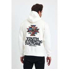 Cool Tarz Erkek Ön Ve Arka Baskılı 3 Iplik Şardonlu Kapüşonlu Sweatshirt