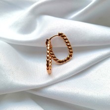 Kilig Jewelry Kadın Vip Çelik Gold Dikdörtgen Burgu Detay Küpe