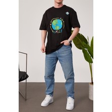 Nomarc Dünya Baskılı Siyah Tshirt