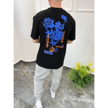 Nomarc Arka Çiçek Desenli Siyah Tshirt