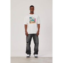 Nomarc Sörfçü Iskelet Baskılı Beyaz Tshirt