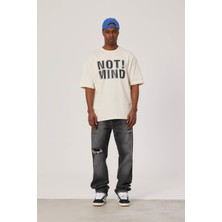 Nomarc Not Mind Yazılı Krem Tshirt