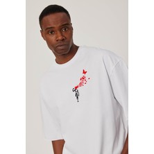 Nomarc Headshot Kelebek Baskılı Beyaz Tshirt