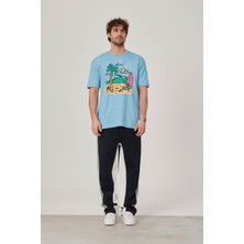 Nomarc Sörfçü Iskelet Baskılı Mavi Tshirt