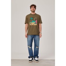 Nomarc Sörfçü Iskelet Baskılı Yeşil Tshirt