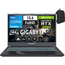 Gigabyte G5 Kf-Intel Core I5-12500H 40GB 512GB SSD 8GB/RTX4060 Freedos 15.6" 144 Hz Fhd IPS Taşınabilir Bilgisayar WE3EE313SD17+WEBLEGELSINÇANTA