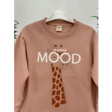 Zekids Kız Çocuk Zürafa Happy Mood Yazılı Sweatshirt