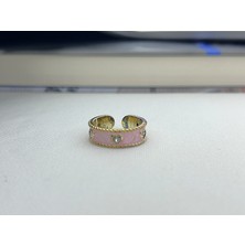 Ata Bijuteri Küçük Kalp Taşlı Pembe Yüzük Gold Design