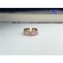 Ata Bijuteri Küçük Kalp Taşlı Pembe Yüzük Gold Design