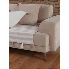 Lamassi Ponponlu Koltuk Kanepe Çekyat Örtüsü 115X200CM Bej