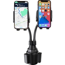 Unbrand Evrensel Çift Kafa Esnek Çubuk Araba Bardak Tutucu Telefon Montaj Standı Ayarlanabilir Braket (Yurt Dışından)