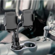 Unbrand Evrensel Çift Kafa Esnek Çubuk Araba Bardak Tutucu Telefon Montaj Standı Ayarlanabilir Braket (Yurt Dışından)
