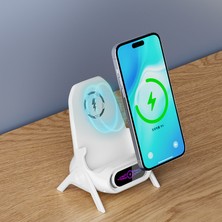 Unbrand Q18 Cep Telefonu Manyetik Kablosuz Şarj Cihazı Standı 3 Adaptörlü Kablosuz Telefon Şarj Cihazı - Pembe (Yurt Dışından)