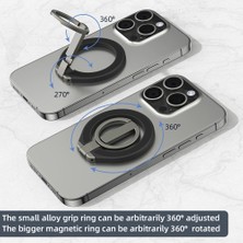Unbrand T6 Çinko Alaşımı Çift Taraflı Manyetik Masaüstü Telefon Tutucu iPhone 16/16 Plus / 16 Pro / 16 Pro Max Için Ücretsiz Döndürülebilir Katlanabilir Stand (Yurt Dışından)