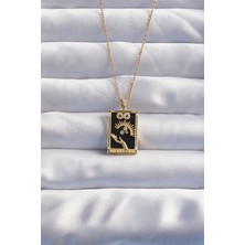 Toptan Bulurum 316L Çelik Zincir Gold Renk Sonsuzluk Detay Zirkon Taşlı Tarot Kolye - TJ-BKO8983