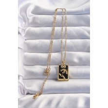 Toptan Bulurum 316L Çelik Zincir Gold Renk Sonsuzluk Detay Zirkon Taşlı Tarot Kolye - TJ-BKO8983