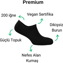 Elchee Wear Vegan Bambu  Babet Görünmez Çorap Siyah 8'li