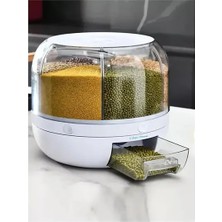 Daisy Kuru Gıda ve Bakliyat Organizeri 360° Dönebilen 6 Bölmeli Ayrıştırıcılı Hava Geçirmez Saklama Kabı