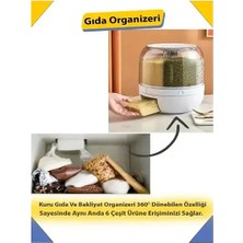 Daisy Kuru Gıda ve Bakliyat Organizeri 360° Dönebilen 6 Bölmeli Ayrıştırıcılı Hava Geçirmez Saklama Kabı