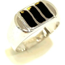 Altın Ofisi Erkek Siyah Taşlı Yüzük 14 Ayar Altın