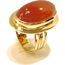 Altın Ofisi Oval Akik Taşlı Yüzük 14 Ayar Altın 4K Videolu