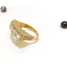 Altın Ofisi Beş Taş Antik Desenli Yüzük 14 Ayar Altın Hd Videolu