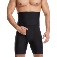 Erkek S/M-L/XL-2XL Dikişsiz Yüksek Bel Göbek Toparlayıcı Sıkılaştırıcı Boxer Korse Siyah