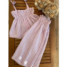 Baby Babyaden Lila / Sarı Gofret Kumaş Pötikareli Kız Çocuk Takım 2-3-4-5 Yaş