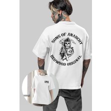Fuddy Moda Unisex Sons Of Anarchy Sırt Baskılı Tişört, Oversize Soa Dizi Temalı T-Shirt