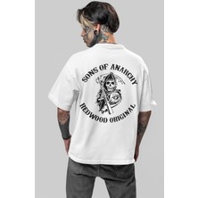 Fuddy Moda Unisex Sons Of Anarchy Sırt Baskılı Tişört, Oversize Soa Dizi Temalı T-Shirt