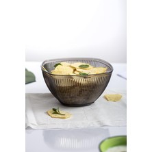 Akrilik Barok Füme Orta Boy Kare Meyve & Salata Kasesi & Karıştırma Kabı / 1,5 Lt (Cam Değildir)