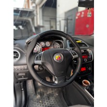 İmza Fiat Linea Tuşlu Versiyon Araca Uyumlu Dikmeli Direksiyon Kılıfı (5d Kristal Karbon Soft Nokta)