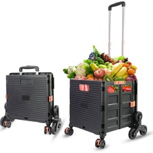 Balatlı Katlanabilir Merdiven Çıkabilen Pazar ve Market Arabası