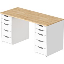 Dekorex Clm113-Meşe 10 Çekmeceli Çalışma Masası