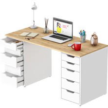 Dekorex Clm113-Meşe 10 Çekmeceli Çalışma Masası