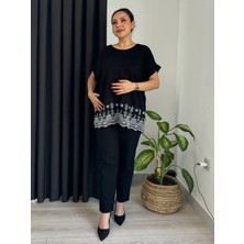 ViolettaXL Kadın Büyük Beden Eteği Fisto Detay Esnek Viskon Bluz