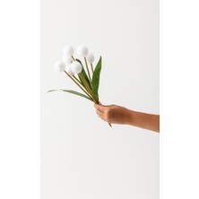 Yapay Ponpon Çiçeği Beyaz 35 cm 7 Dal