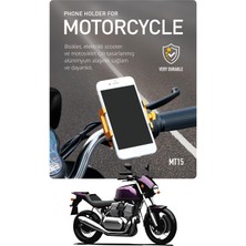 Powerway  MT15 Bisiklet Scooter ve Motosiklet Için Dayanıklı Gidon Uyumlu Alüminyum Telefon Tutucu