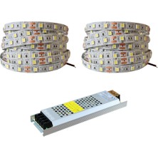 Amber LED 4040 Yeni Nesil Şerit LED Beyaz 10 Metre + 10 Amper 120W LED Trafo