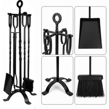 Wood Shut 5 Li Ithal Metal Ferforje Şömine - Soba Maşa Takımı Aksesuar Seti
