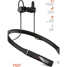 Powerway PS07 Bluetooth Kulaklık Sporcu Boyun Bantlı Ense Tipi Ekranlı Anti Anc Mıknatıslı Kablosuz