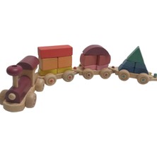 Wood Toys Geometrik Vagonlu Tren