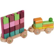 Wood Toys Ahşap Tren - 16 Küp Bloklu